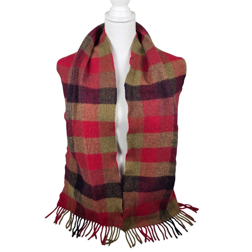 FOXFORD LAMBSWOOL SCARF – MADE IN IRELAND – MULTICOLOR PLAID – 100% WOOL – CLEAN